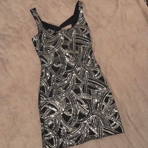 Black sequin sleeveless dress